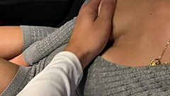 Passionate Russian couple gives blowjob in Mercedes Benz car in public woods