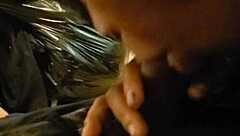 Ebony Babe Sucking and Swallowing Cum