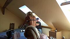 oh wow look at this big dick blowjob threesome party in school uniform skirts stockings and high heels backstage