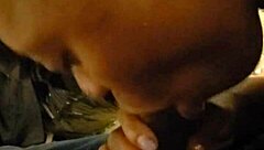 Ebony Babe Sucking and Swallowing Cum