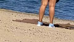 Juicy Asian Teases With Cameltoe On Beach - What A Hidden Candid Sight!