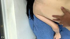 Outdoor public moment with smooth white skin