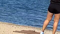 Juicy Asian Teases With Cameltoe On Beach - What A Hidden Candid Sight!