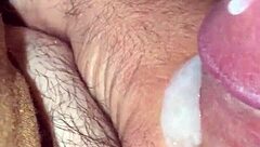 Solo masturbation session leads to intense play time filled with sticky cum release