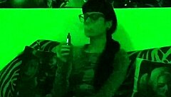 Beth kinky sexy goth domina smoking in green light pt1 hd.