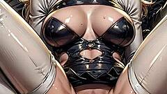 AI generated sexy blonde flashes pussy outdoors in bodycon at public nightclub