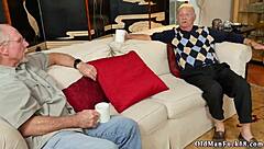 Old man licks young brunette's big ass before facial cumshot