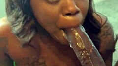 Stripper shows up unexpectedly but ends up sucking and riding big black cock wildly.