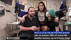 Human guinea pig receives mandatory Hitachi treatments from nurse Channy Crossfire in hospital setting