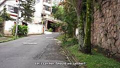 Colombian Babe with Big Natural Tits Gets Surprising Street Encounter from Muscular Guy!
