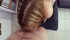 creampie fills slutty panties during doggystyle pounding with curvy blonde