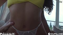 The perfect girlfriend rides his massive cock in cowgirl style, twirling for ultimate pleasure. She fulfills all his wild fantasies with her big ass and tits.