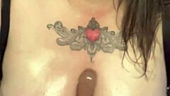 Curvy brunette Minxycme switches positions while moaning loudly with dildo thrusting for squirting orgasm on natural tits.