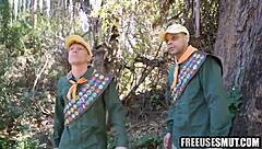 Stuck Teen Freeused In Woods Threesome