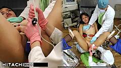 Human guinea pig receives mandatory Hitachi treatments from nurse Channy Crossfire in hospital setting