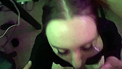 Hey, watch this goth slut deepthroat and suck older asian cock with big tits bouncing 😈🍆