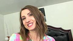 brunette amateur with small tits enjoys massive facial from huge black cock in interracial deepthroat session