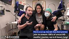 Human guinea pig receives mandatory Hitachi treatments from nurse Channy Crossfire in hospital setting