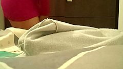 Hidden camera catches Spanish nympho stepsister with pink pussy in miniskirt upskirt moment.