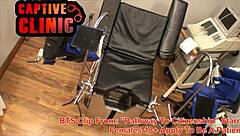 Naked teen in bondage at Florida hospital for gyno exam with doctor and bloopers behind scenes