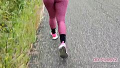 I feel so turned on watching this ebony beauty with a massive ass jogging alone in tight leggings through the forest