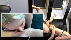 Blonde amateur Julia dives into first time ass licking rimming worship session!