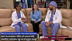 Petite patient Serena Morgan faces the perv doctor in a close-up hospital domination roleplay with handcuffs and humiliation.