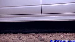 I remember that hairy housewife getting dominated outdoors in heels for the last time