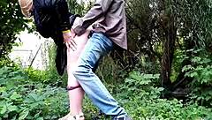 Amateur mature milf gets fucked doggy style outdoors with hot cum covering her big ass