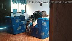 hidden cam catches amateur mexican girl in living room creampie doggystyle with boyfriend