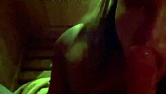 Monika Fox gives amazing blowjob on big tits in steamy sauna session