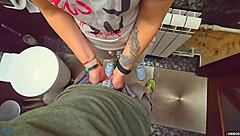 I Feel So Thrilled As Stranger Cums In My Panties In Restaurant Toilet