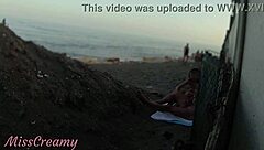 he flashes his cock at the beach in front of his not daughter and she helps him cum in public while everyone watches - real risky encounter