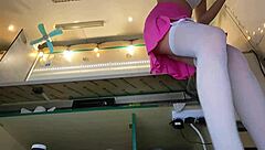Super cute voyeur hidden camera upskirt on young amateur at work - check out that tight pussy flashing!