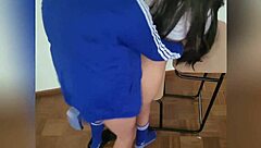 Hey, why are the shy ones always the wildest? We snuck into the classroom for quick fucking, hope no one hears us Mexican babes getting pounded!