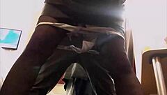 Hey, watch this blonde in white satin dress giving blowjob and rimming in stockings