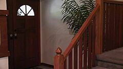 Blonde Milf Paris Pegs Bi-Curious Husband with Strapon in Shaved Pussy Doggystyle Domination