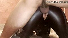 a dominant woman in black latex got fucked hard in doggystyle with cum on her ass