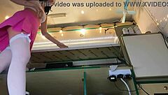 Super cute voyeur hidden camera upskirt on young amateur at work - check out that tight pussy flashing!