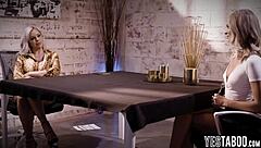 Desperate Blonde, Will You Fuck Big Tits Lesbian Interviewer with Muff Diving Tribbing for That Office Job?