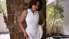 hairy young girl flashes no panties outdoors in public nude amateur show