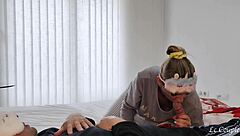 wife wakes husband with lips and hands leading to huge cumshot in mouth