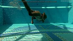 Whoa, hottest petite teen 18+ Irina Russaka shows off small tits underwater in the pool