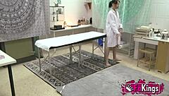 Amateur masseuse surprises client with bent over doggystyle happy ending