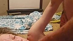 Suggestive ball licking leads to intense doggystyle pussy fucking.