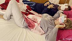 wife wakes husband with lips and hands leading to huge cumshot in mouth