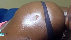 Beautiful ebony mona gets oiled up for intense ass fucking with cumshot creampie in missionary doggystyle compilation part 1