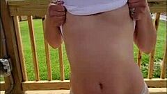 Did they get caught? Slut wife and her horny husband fuck and creampied in the backyard!