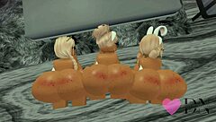 Having fun with three bold beauties in Roblox scenes
