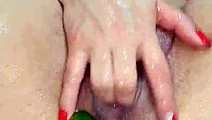 fisting huge avocado deep in wet squirting pussy
